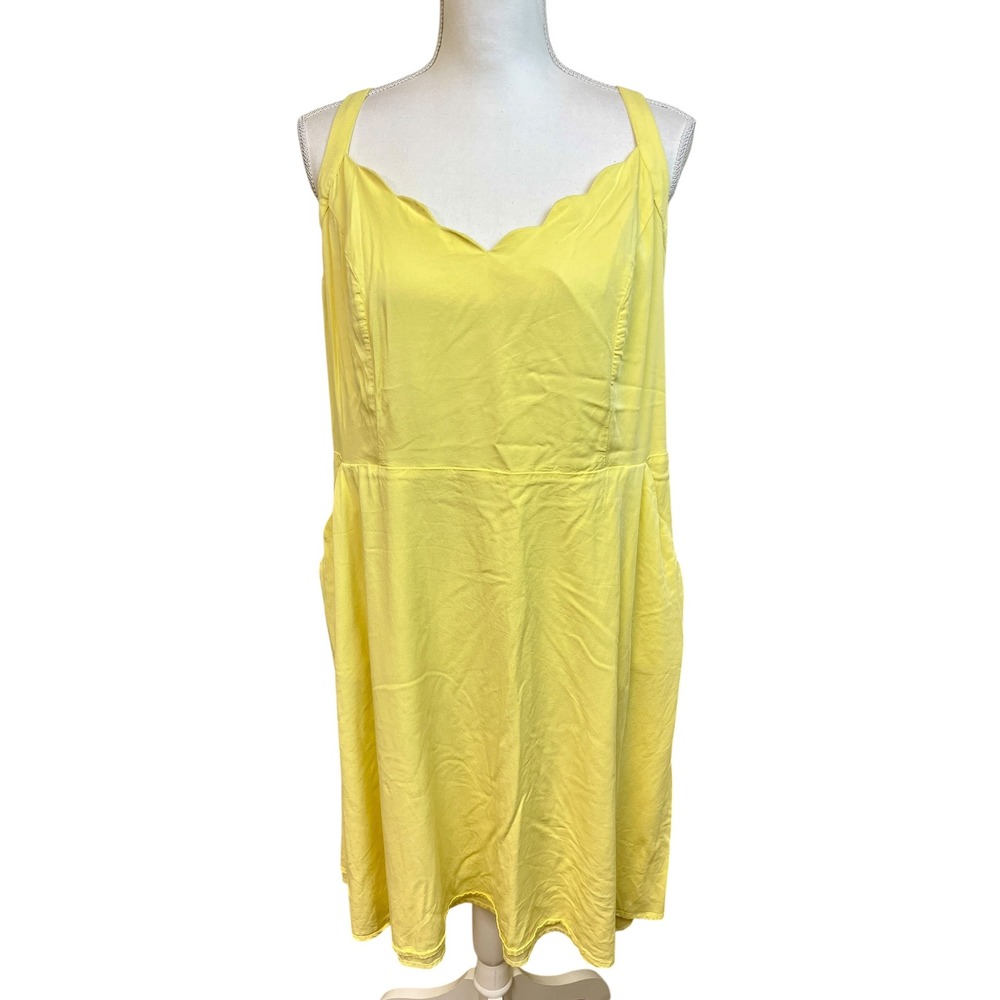 41 Hawthorn Butter Yellow V-Neck Dress Sz 2X  Smocked Back Casual Sun Vacation